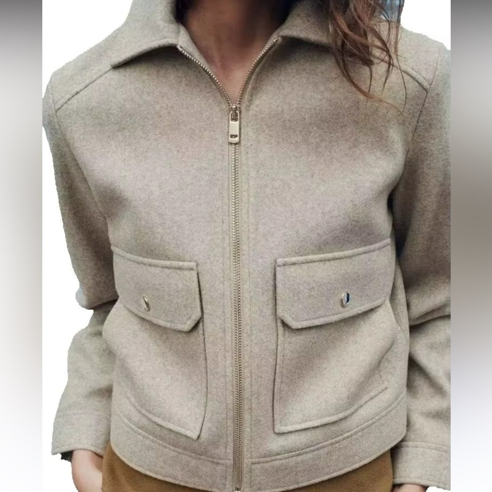 Zara Beige Utility Jacket - Picture 2 of 5